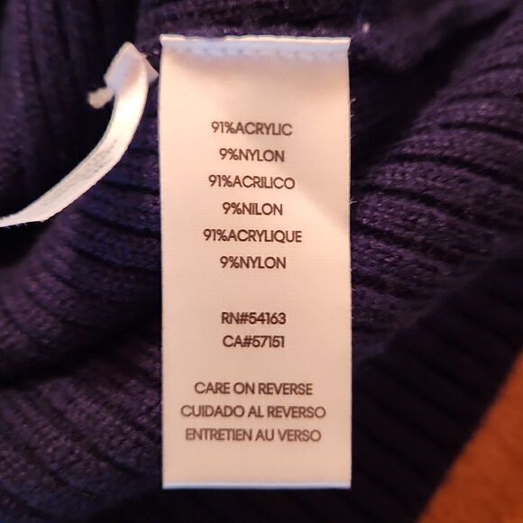 Calvin Klein Mock Neck Zip Up Knit Preppy Cardigan, Small, Blue w/ Gold Zipper - Picture 7 of 8